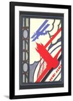 Biplane over London Bridge-null-Framed Art Print