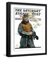 "Biplane Pilot," Saturday Evening Post Cover, October 9, 1926-Edgar Franklin Wittmack-Framed Giclee Print