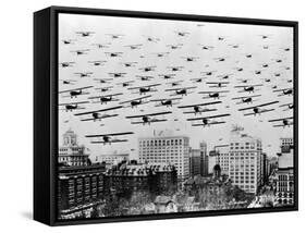Biplanes over Portland, Oregon-C.S. Woodruff-Framed Stretched Canvas