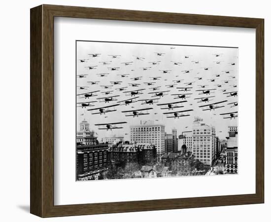 Biplanes over Portland, Oregon-C.S. Woodruff-Framed Photographic Print
