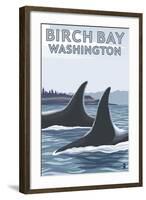 Birch Bay, Washington, Orca Fins-Lantern Press-Framed Art Print