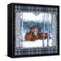 Birch Frame Plaid-2 Deer Blue-Sher Sester-Framed Stretched Canvas