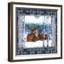 Birch Frame Plaid-2 Deer Blue-Sher Sester-Framed Giclee Print