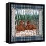 Birch Frame Plaid-2 Deer Nature-Sher Sester-Framed Stretched Canvas