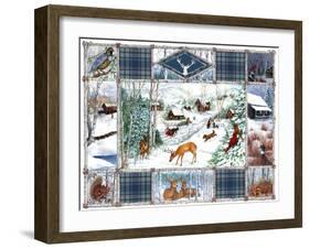 Birch Frame Winter Art-Blue Plaid-Sher Sester-Framed Giclee Print