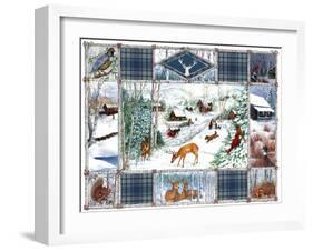 Birch Frame Winter Art-Blue Plaid-Sher Sester-Framed Giclee Print