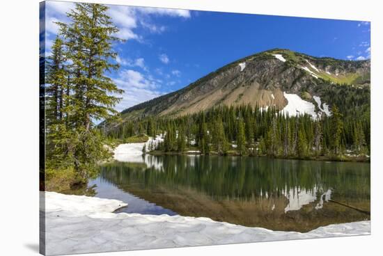 Birch Lake with Mount Aeneas in the Jewel Basin, Montana, USA-Chuck Haney-Stretched Canvas