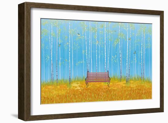 Birch Trees in the Fall-Milovelen-Framed Art Print