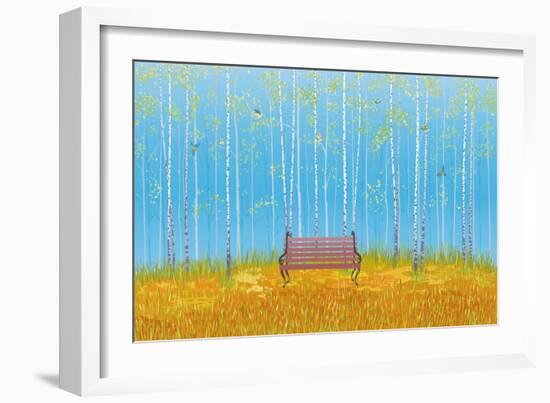 Birch Trees in the Fall-Milovelen-Framed Art Print