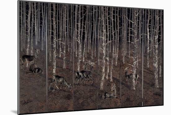 Birch Wood Screen with Six Doors-Jean Dunand-Mounted Giclee Print