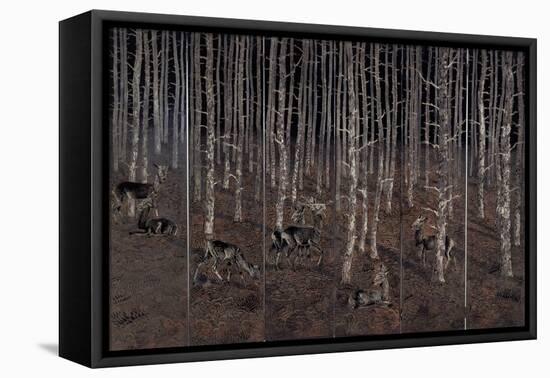 Birch Wood Screen with Six Doors-Jean Dunand-Framed Stretched Canvas