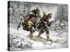 Birchlegs Carrying Prince Hakon Hakonson to Safety over the Mountains, a Norwegian Legend-null-Stretched Canvas