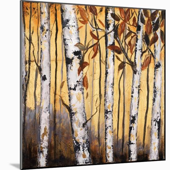 Birchwood Trees on Gold II-Patricia Pinto-Mounted Art Print