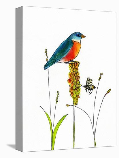 Bird and Honey Bee Print-Blenda Tyvoll-Stretched Canvas