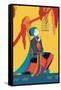 Bird and Kneeling Girl-null-Framed Stretched Canvas