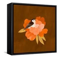 Bird and peony, 2021-Léa Le Pivert-Framed Stretched Canvas