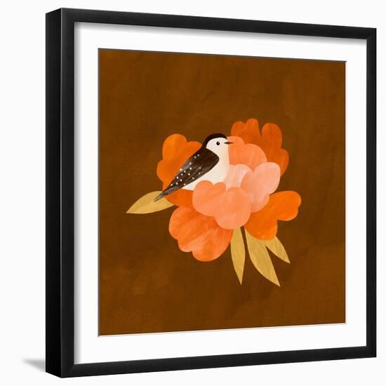 Bird and peony, 2021-Léa Le Pivert-Framed Giclee Print