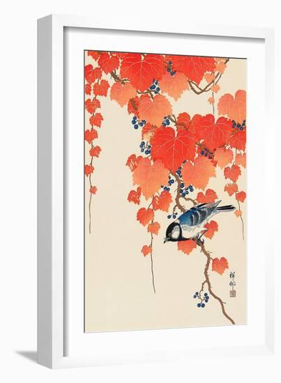 Bird and Red Ivy-Koson Ohara-Framed Premium Giclee Print