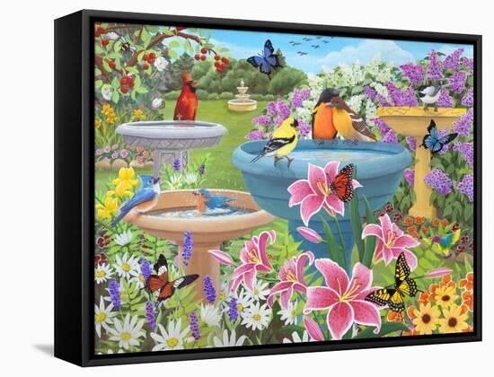 Bird Bath Haven-Kathy Kehoe Bambeck-Framed Stretched Canvas