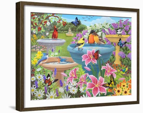 Bird Bath Haven-Kathy Kehoe Bambeck-Framed Giclee Print