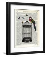 Bird Cage and Parrot-Marion Mcconaghie-Framed Art Print
