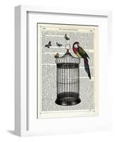 Bird Cage and Parrot-Marion Mcconaghie-Framed Art Print