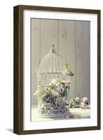 Bird Cage Filled with Apple Tree Blossom with Vintage Effect-Amd Images-Framed Photographic Print