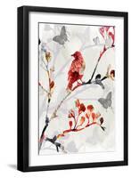 Bird & Cherry Blossoms I-Susan Jill-Framed Art Print