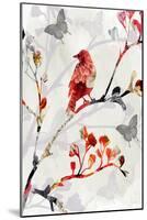 Bird & Cherry Blossoms I-Susan Jill-Mounted Art Print