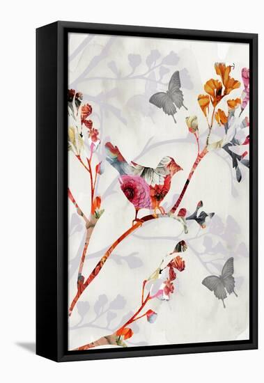 Bird & Cherry Blossoms II-Susan Jill-Framed Stretched Canvas