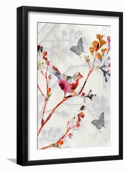 Bird & Cherry Blossoms II-Susan Jill-Framed Art Print