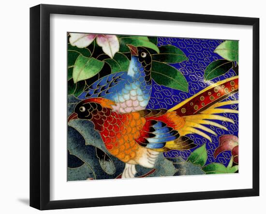 Bird Cloisonne Plate, Hand Made with Tiny Copper Wires and Powered Enamel, China-Cindy Miller Hopkins-Framed Photographic Print