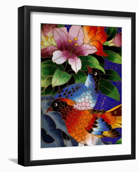 Bird Cloisonne Plate, Hand Made with Tiny Copper Wires and Powered Enamel, China-Cindy Miller Hopkins-Framed Photographic Print