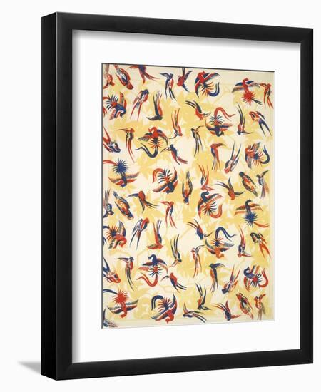 Bird Design On a Yellow Background-null-Framed Giclee Print