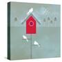 Bird House - Blue Grey-Dominique Vari-Stretched Canvas