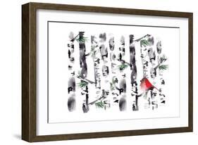 Bird in Birch-Sara Berrenson-Framed Art Print