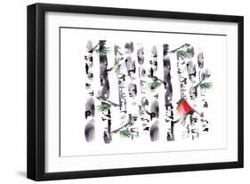 Bird in Birch-Sara Berrenson-Framed Art Print