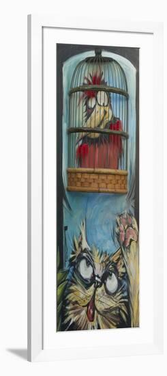 Bird in Cage with Cat-Tim Nyberg-Framed Giclee Print