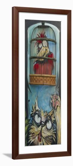 Bird in Cage with Cat-Tim Nyberg-Framed Giclee Print