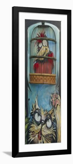 Bird in Cage with Cat-Tim Nyberg-Framed Giclee Print