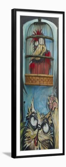 Bird in Cage with Cat-Tim Nyberg-Framed Giclee Print