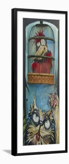 Bird in Cage with Cat-Tim Nyberg-Framed Giclee Print