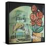 Bird in Cage with Potted Plant-Tim Nyberg-Framed Stretched Canvas