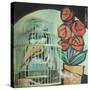 Bird in Cage with Potted Plant-Tim Nyberg-Stretched Canvas