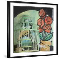 Bird in Cage with Potted Plant-Tim Nyberg-Framed Giclee Print