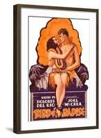 Bird of Paradise, Dolores Del Rio, Joel McCrea on die cut display, 1932-null-Framed Art Print