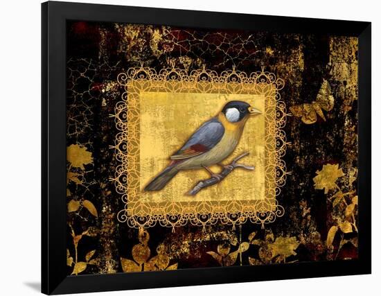 Bird on Black Background-Maria Rytova-Framed Premium Giclee Print