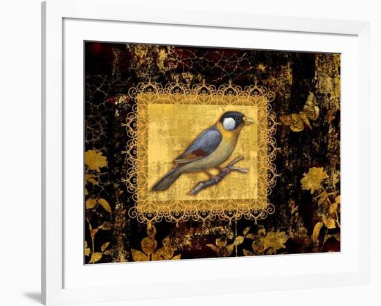 Bird on Black Background-Maria Rytova-Framed Giclee Print