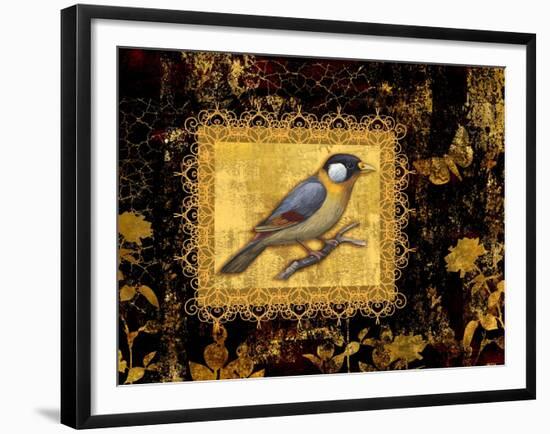 Bird on Black Background-Maria Rytova-Framed Giclee Print