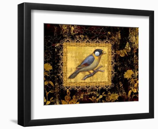 Bird on Black Background-Maria Rytova-Framed Premium Giclee Print